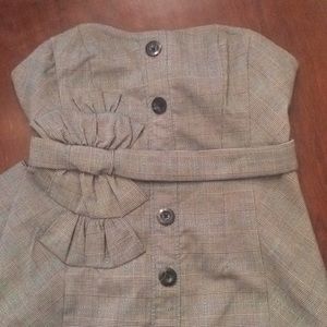 Strapless plaid dress